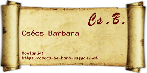 Csécs Barbara névjegykártya